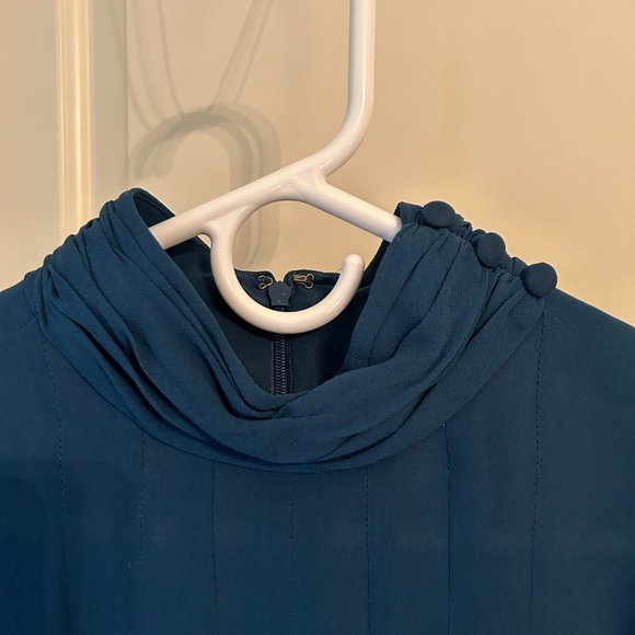 Tory Burch Teal Long Sleeve Silk Blouse - Picture 2 of 6